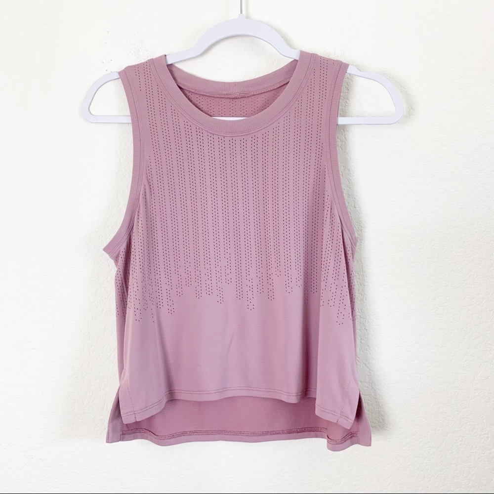 Lululemon | Womens Train to Be perforated muscle crop tank pink taupe 6